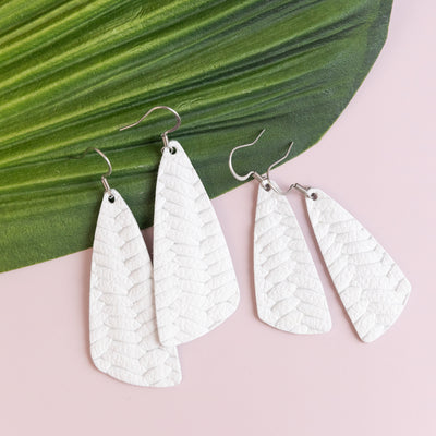 THE BRAIDED WEDGE in White/ Lightweight Leather Statement Earrings
