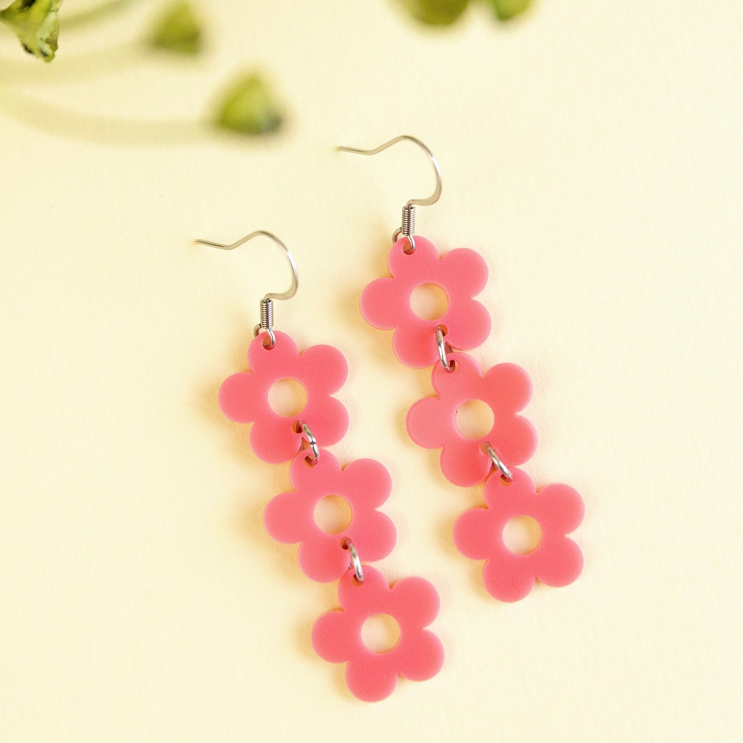 THE DAISY TRIO in Pink/ Lightweight Acrylic Statement Earrings