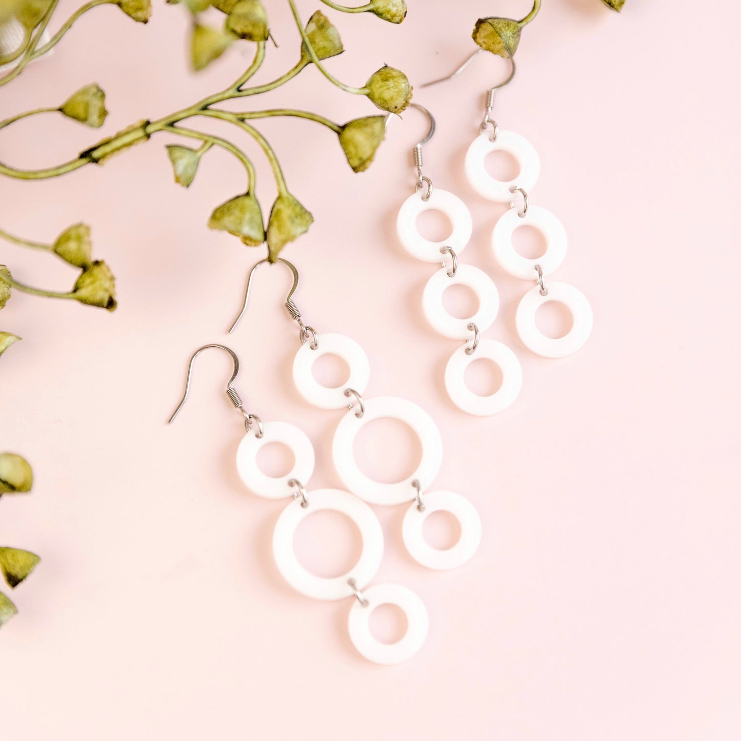 THE CIRCLE TRIO in White Acrylic/ Lightweight Statement Earrings