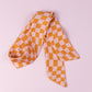 THE HAIR SCARF in Pink and Orange Wavy Checkerboard/ Statement Hair Accessory