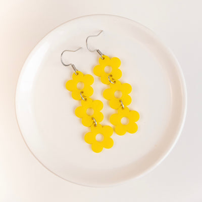 THE DAISY TRIO in Yellow/ Lightweight Acrylic Statement Earrings
