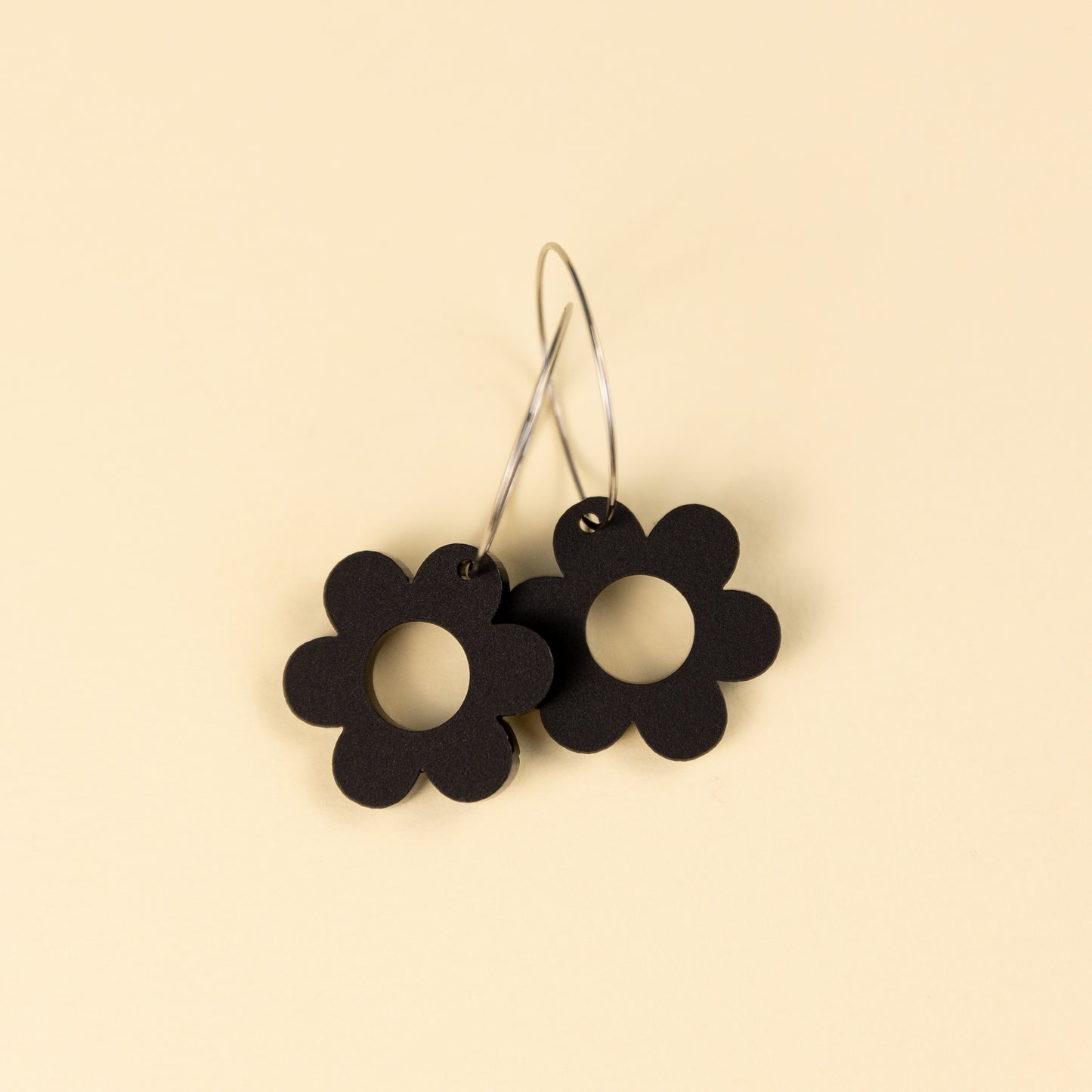 THE GROOVY DAISY HOOP in Black/ Lightweight Acrylic Statement Earrings