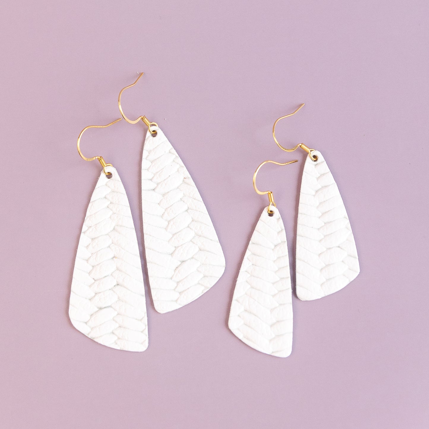 THE BRAIDED WEDGE in White/ Lightweight Leather Statement Earrings