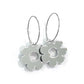 Retro inspired lightweight silver hoop statement earrings with mirror acrylic daisy