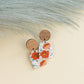 THE ARCH DANGLE in Red Poppy/ Wood + Cork Leather Statement Earrings