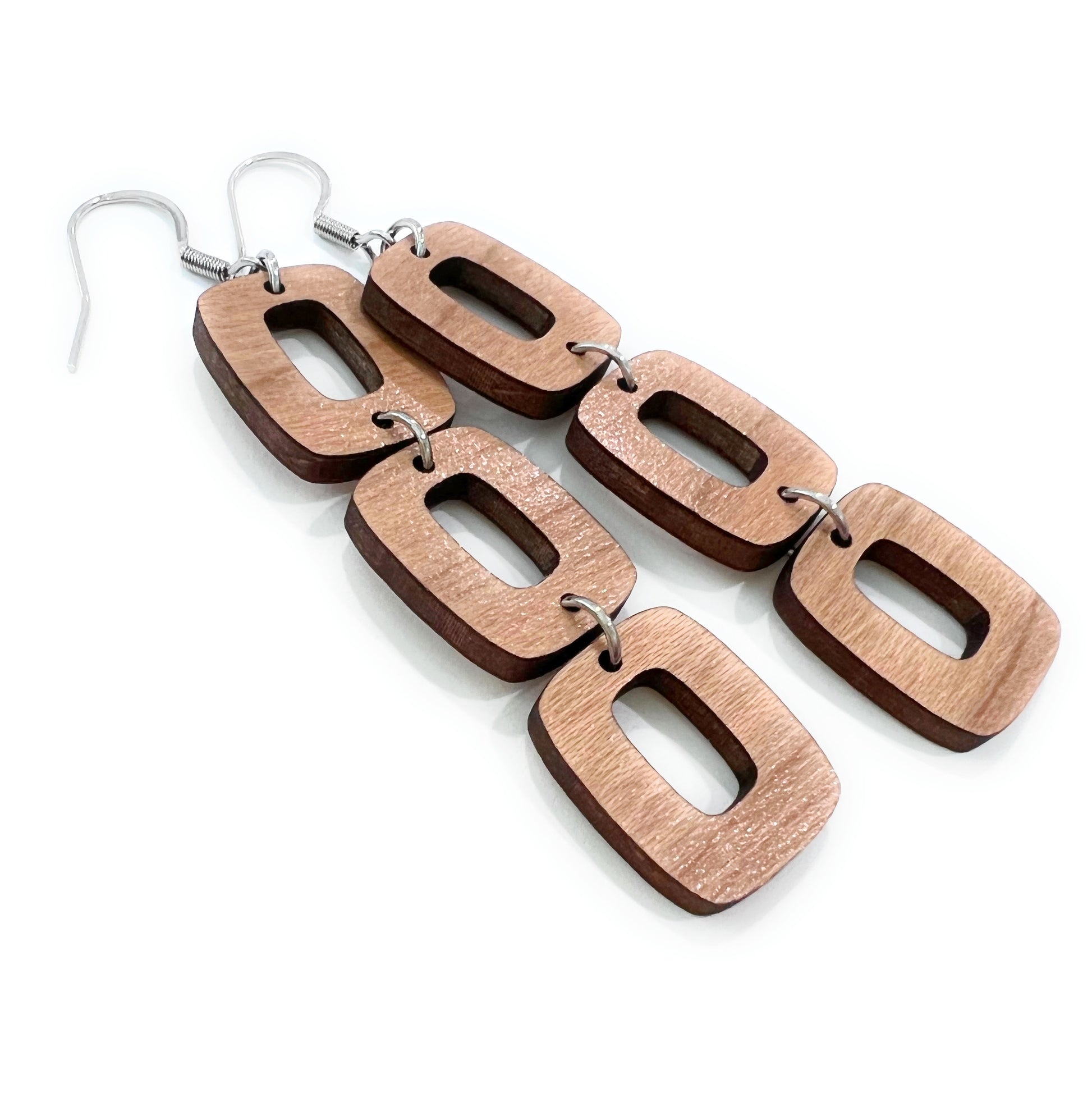 Beautiful retro-inspired lightweight cherry wood statement earrings.