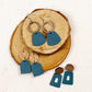 THE TRUDY in Turquoise/ Leather + Wood Statement Earrings