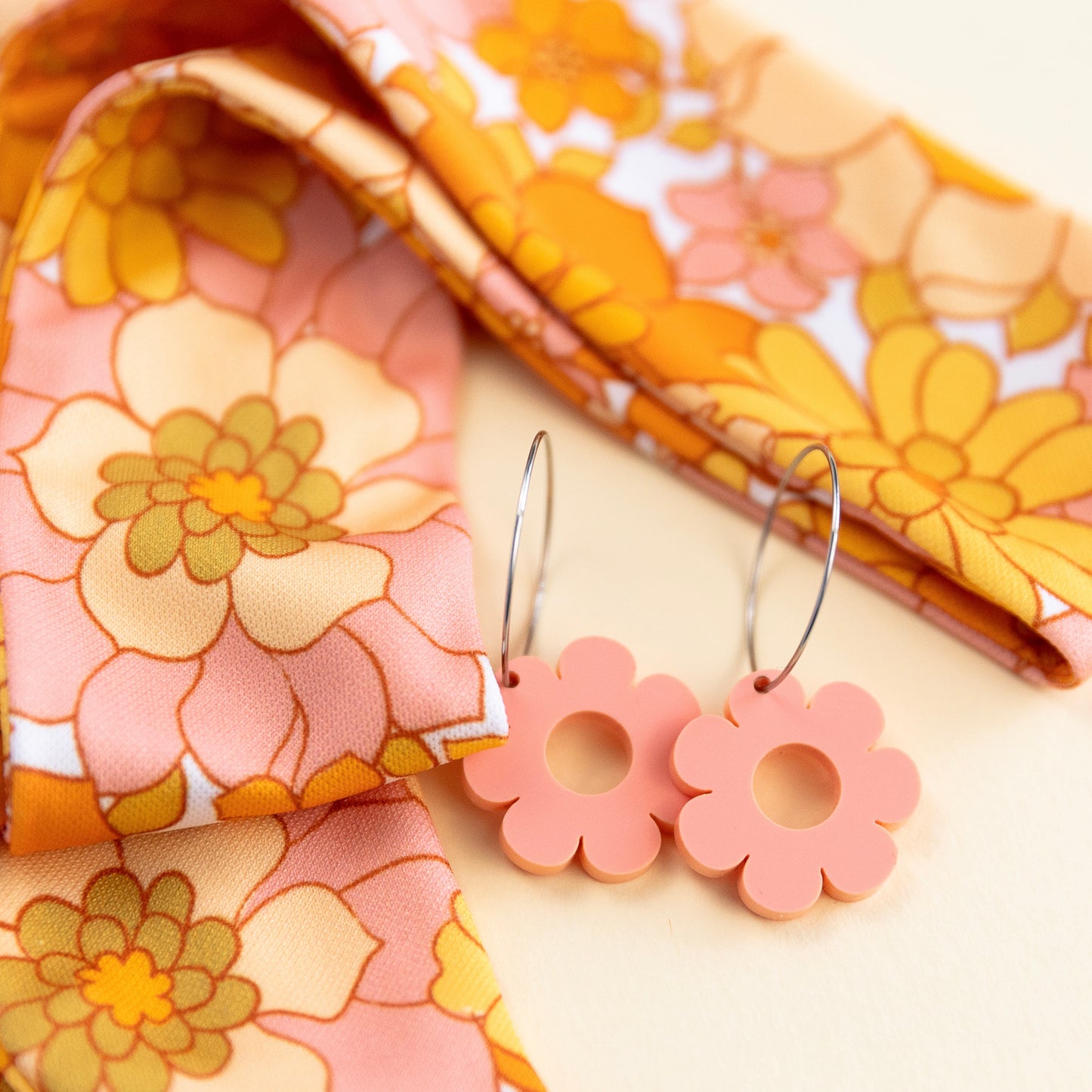 THE BEST EARRINGS/HEADBAND GIFT SET in Grandma’s Floral + Daisy Hoops/ Statement Accessories