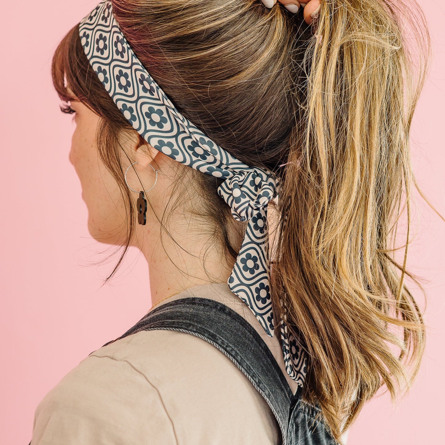 THE BEST EARRINGS/HEADBAND in Daisy Paisley + White Daisy Hoops/ Statement Accessories