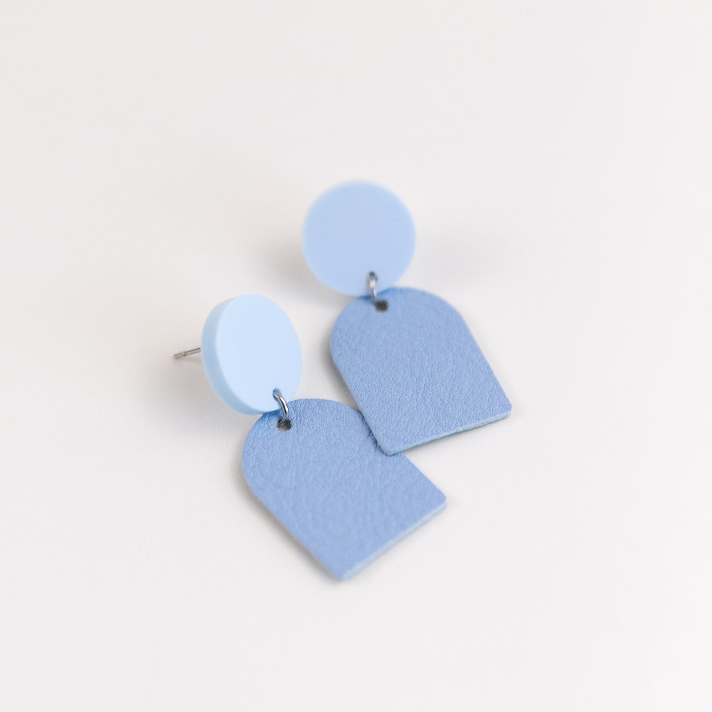 THE ARCH DANGLE in Baby Blue/ Lightweight Leather Statement Earrings