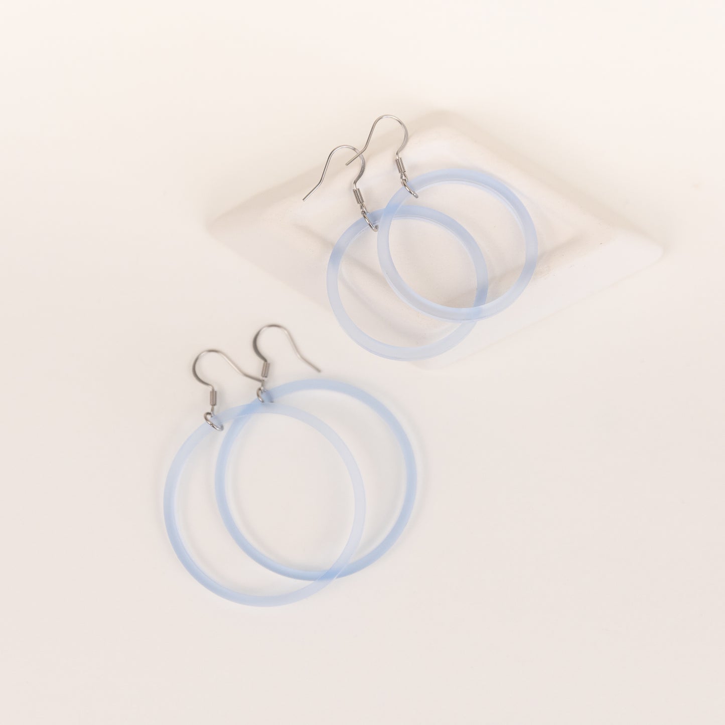 THE STAPLE HOOP in Sheer Ice Blue/ Lightweight Acrylic Statement Earrings