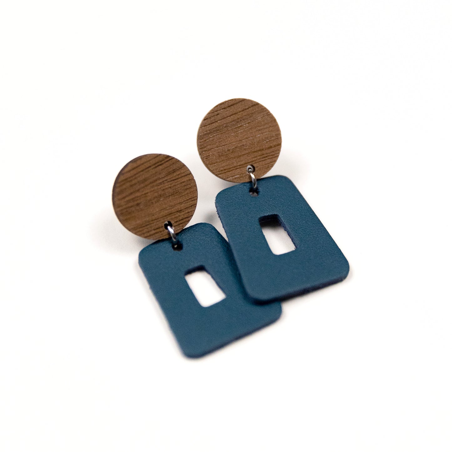 THE SUE in Turquoise/ Leather + Wood Statement Earrings