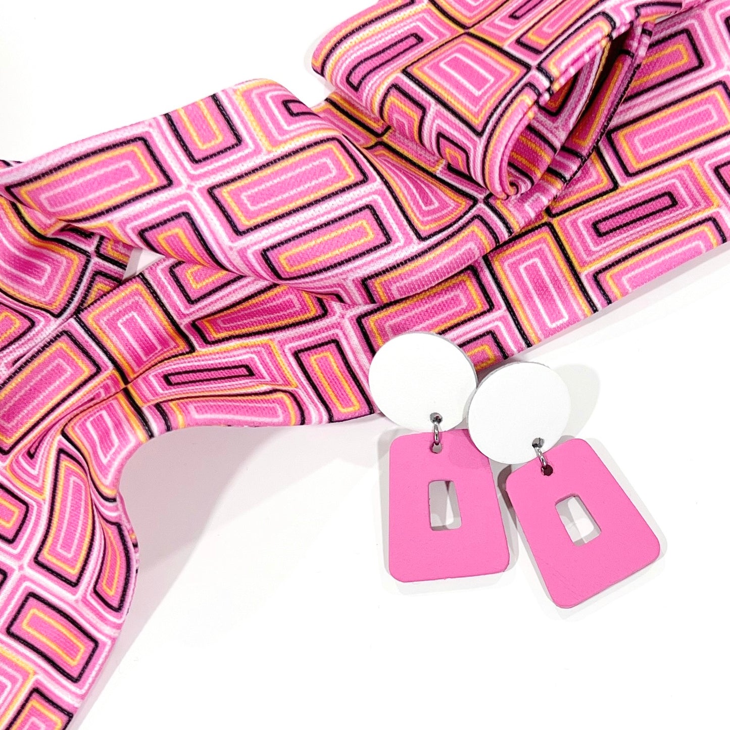 THE BEST EARRINGS/HEADBAND gift set in Pink Mixed Tape/ Leather Statement Accessories