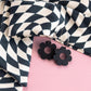 THE BEST EARRINGS/HEADBAND in Black & Cream Wavy Checkerboard  + Daisy Hoops/ Statement Accessories
