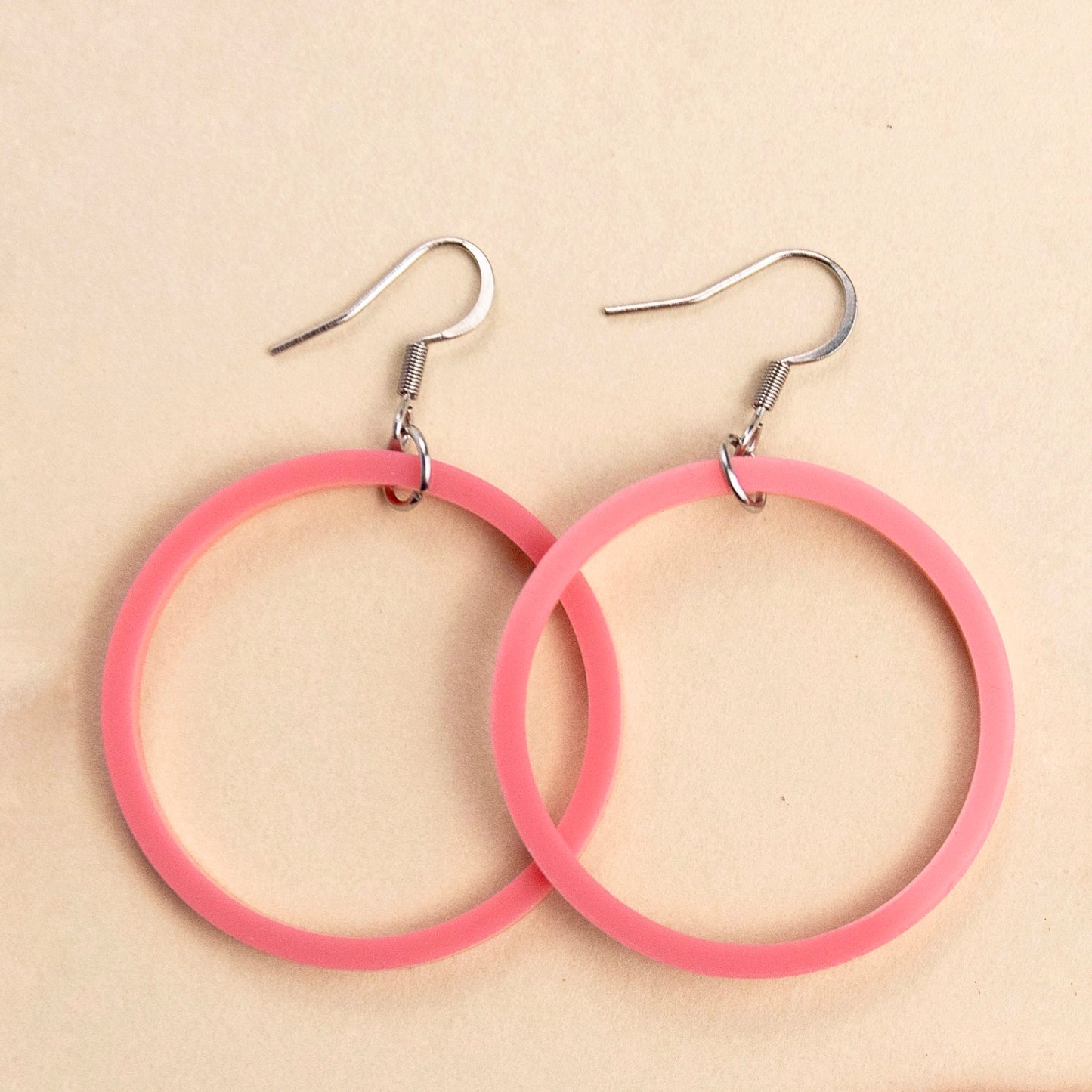 THE STAPLE HOOPS in Pink/ Lightweight Acrylic Statement Hoop Earrings