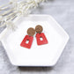 THE SUE in Red/ Leather + Wood Statement Earrings