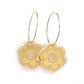 Retro inspired lightweight gold hoop statement earrings with mirror acrylic daisy 