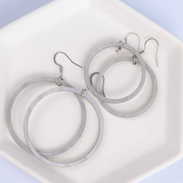 THE STAPLE HOOPS in Pearl Grey/ Lightweight Acrylic Statement Hoop Earrings
