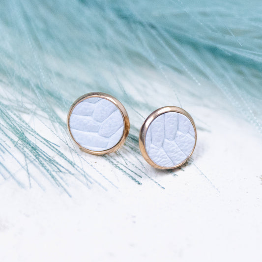 THE BRAIDED STUD in White/ Genuine Leather Statement Earrings
