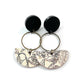 THE TRIO in Black and White Floral Sketch/ Lightweight Leather + Acrylic Statement Earrings